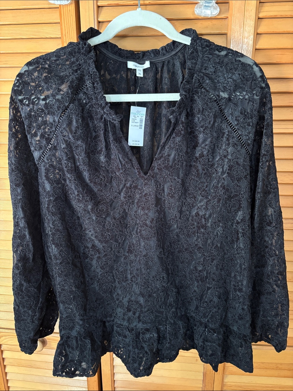 Maurices Black Lace Long-Sleeve Blouse